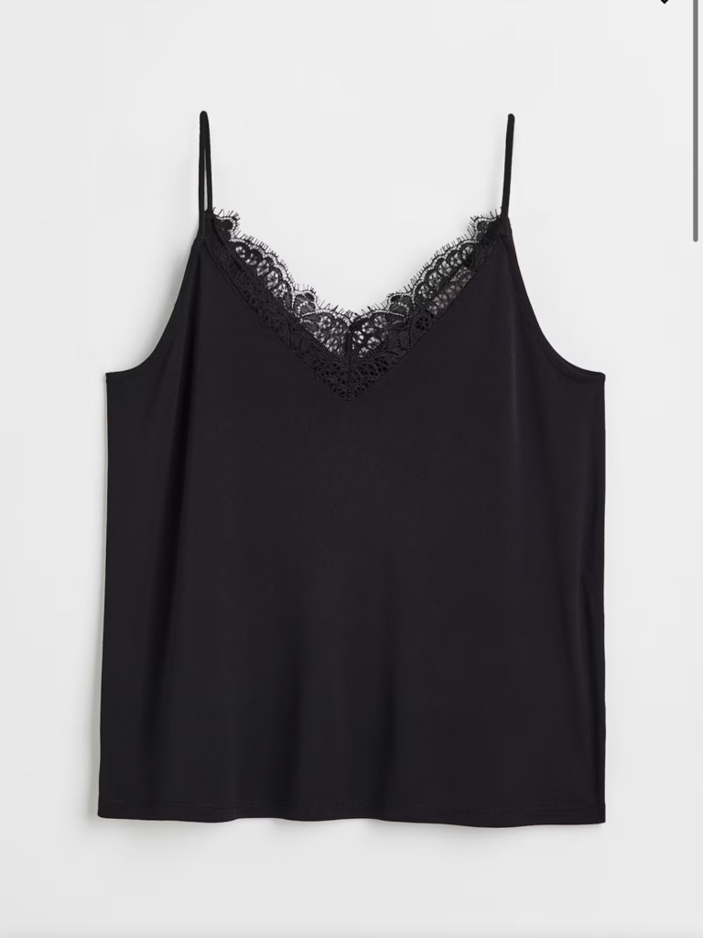H&M Black Lace Trim Camisole Top Size S